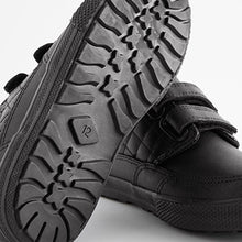 Load image into Gallery viewer, Black School Leather Strap Touch Fasten Shoes (Older Boys)