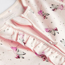 Load image into Gallery viewer, Cream/Pink Fairy 2 Pack Zip Baby Sleepsuits (0-18mths)