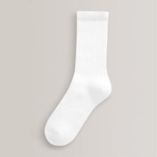 Load image into Gallery viewer, White 5 Pack Cotton Rich Cushioned Footbed Ribbed Socks