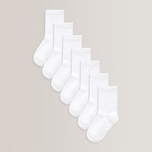Load image into Gallery viewer, White 7 Pack Cotton Rich Socks