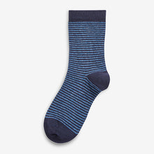 Load image into Gallery viewer, Blue Camouflage/Stripes 7 Pack Cotton Rich Socks (Older Boys)
