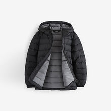 Load image into Gallery viewer, Black Quilted Midweight Hooded Jacket (3-12yrs)
