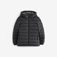Load image into Gallery viewer, Black Quilted Midweight Hooded Jacket (3-12yrs)