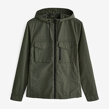 Load image into Gallery viewer, Khaki Green Shower Resistant Hooded Utility Jacket