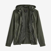 Load image into Gallery viewer, Khaki Green Shower Resistant Hooded Utility Jacket