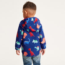 Load image into Gallery viewer, Navy Blue Dinosaur Shower Resistant Jacket (3mths-6yrs)