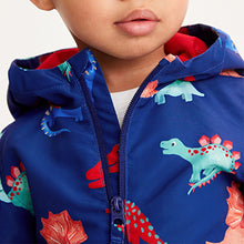 Load image into Gallery viewer, Navy Blue Dinosaur Shower Resistant Jacket (3mths-6yrs)