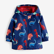 Load image into Gallery viewer, Navy Blue Dinosaur Shower Resistant Jacket (3mths-6yrs)