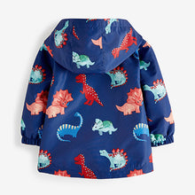 Load image into Gallery viewer, Navy Blue Dinosaur Shower Resistant Jacket (3mths-6yrs)