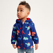 Load image into Gallery viewer, Navy Blue Dinosaur Shower Resistant Jacket (3mths-6yrs)