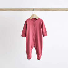 Load image into Gallery viewer, Pink 3 Pack Baby 100% Cotton Sleepsuits (0-9-12mt)