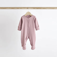 Load image into Gallery viewer, Pink 3 Pack Baby 100% Cotton Sleepsuits (0-9-12mt)