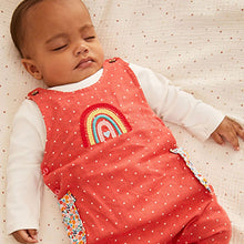 Load image into Gallery viewer, Pink Rainbow Baby 2 Piece Woven Dungarees And Bodysuit (0mths-18mths)