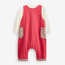 Load image into Gallery viewer, Pink Rainbow Baby 2 Piece Woven Dungarees And Bodysuit (0mths-18mths)