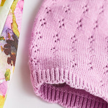 Load image into Gallery viewer, Lilac Purple Floral Baby Woven Prom Dress and Cardigan (0mths-18mths)