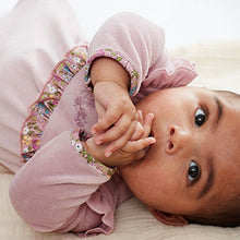 Load image into Gallery viewer, Lilac Purple Baby Velour Sleepsuit (0-18mths)