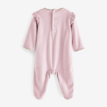Load image into Gallery viewer, Lilac Purple Baby Velour Sleepsuit (0-18mths)