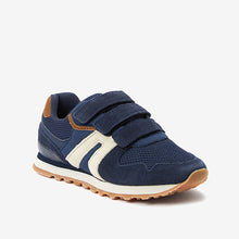Load image into Gallery viewer, Navy Blue Strap Touch Fastening Trainers (Older Boys)