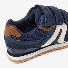 Load image into Gallery viewer, Navy Blue Strap Touch Fastening Trainers (Older Boys)