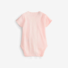 Load image into Gallery viewer, Pink/White Bunny 4 Pack Baby Short Sleeve Bodysuits (0mth-18mths)