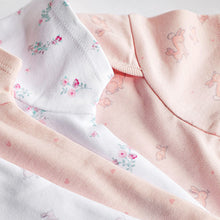 Load image into Gallery viewer, Pink/White Bunny 4 Pack Baby Short Sleeve Bodysuits (0mth-18mths)