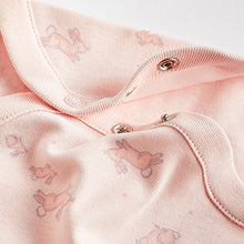 Load image into Gallery viewer, Pink/White Bunny 4 Pack Baby Short Sleeve Bodysuits (0mth-18mths)