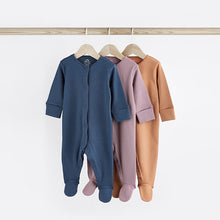 Load image into Gallery viewer, Navy/Grey/Orange Baby Cotton Sleepsuits 3 Pack (0-1.5yrs)