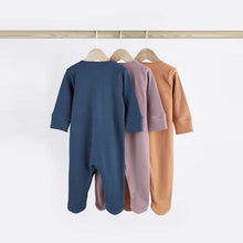 Load image into Gallery viewer, Navy/Grey/Orange Baby Cotton Sleepsuits 3 Pack (0-1.5yrs)