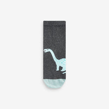 Load image into Gallery viewer, Grey Dinosaur 7 Pack Cotton Rich Socks (Boys)