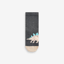 Load image into Gallery viewer, Grey Dinosaur 7 Pack Cotton Rich Socks (Boys)