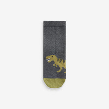 Load image into Gallery viewer, Grey Dinosaur 7 Pack Cotton Rich Socks (Boys)