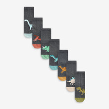 Load image into Gallery viewer, Grey Dinosaur 7 Pack Cotton Rich Socks (Boys)