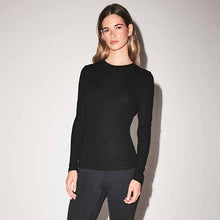 Load image into Gallery viewer, Black Soft Touch Ribbed Long Sleeve T-Shirt with TENCEL™ Lyocell