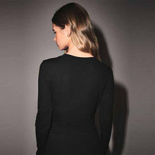 Load image into Gallery viewer, Black Soft Touch Ribbed Long Sleeve T-Shirt with TENCEL™ Lyocell
