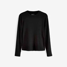 Load image into Gallery viewer, Black Soft Touch Ribbed Long Sleeve T-Shirt with TENCEL™ Lyocell