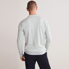 Load image into Gallery viewer, Light Grey Regular Knitted Long Sleeve Polo Shirt