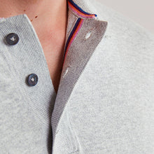 Load image into Gallery viewer, Light Grey Regular Knitted Long Sleeve Polo Shirt