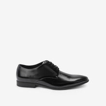 Load image into Gallery viewer, Black Hi-shine Derby Lace- Up Shoes