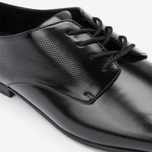 Load image into Gallery viewer, Black Hi-shine Derby Lace- Up Shoes