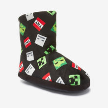 Load image into Gallery viewer, Minecraft Black Warm Lined Slipper Boots (Older Boys)