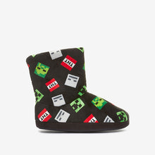 Load image into Gallery viewer, Minecraft Black Warm Lined Slipper Boots (Older Boys)