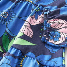 Load image into Gallery viewer, Blue Bright Floral Long Sleeve Jersey Dress (3mths-6yrs)