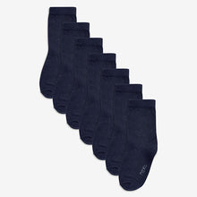 Load image into Gallery viewer, Navy Blue 7 Pack Cotton Rich Socks (Older Boys)