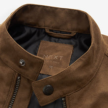 Load image into Gallery viewer, Tan Brown Faux Suede Biker Jacket