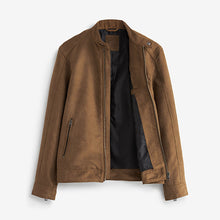 Load image into Gallery viewer, Tan Brown Faux Suede Biker Jacket