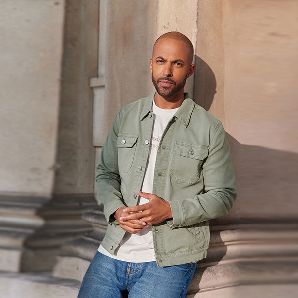 Sage Green Denim Jacket - Main Image