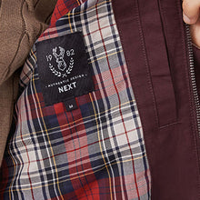 Load image into Gallery viewer, Burgundy Red Shower Resistant Check Lining Harrington Jacket