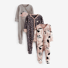 Load image into Gallery viewer, Monochrome Dinosaur Baby Sleepsuits 3 Pack (0-2yrs)