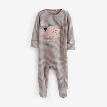 Load image into Gallery viewer, Monochrome Dinosaur Baby Sleepsuits 3 Pack (0-2yrs)