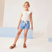Load image into Gallery viewer, Bright Blue Regular Length 100% Cotton Frayed Edge Denim Shorts (3-12yrs)
